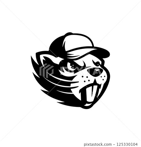 Beaver head. Sport team or club mascot. Design element for logo, label, emblem, sign. Vector illustration. Beaver head. Sport team or club mascot. Design element for logo, label, emblem, sign. Vector illustration. 125330104