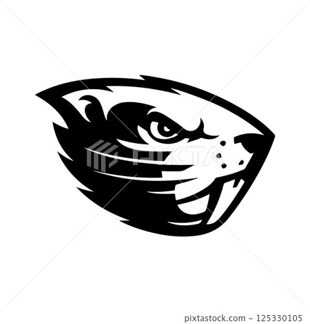 Beaver head. Sport team or club mascot. Design element for logo, label, emblem, sign. Vector illustration. Beaver head. Sport team or club mascot. Design element for logo, label, emblem, sign. Vector illustration. 125330105