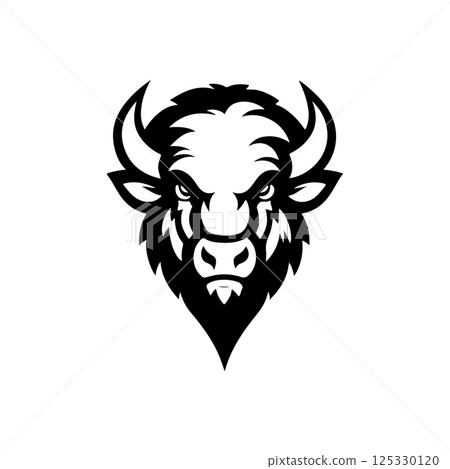 Illustration of wild bison. Design element for logo, label, sign. Vector illustration 125330120