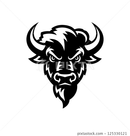 Illustration of wild bison. Design element for logo, label, sign. Vector illustration Illustration of wild bison. Design element for logo, label, sign. Vector illustration 125330121