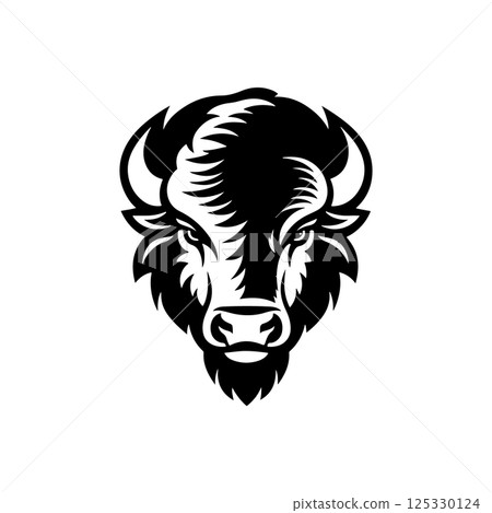 Illustration of wild bison. Design element for logo, label, sign. Vector illustration 125330124