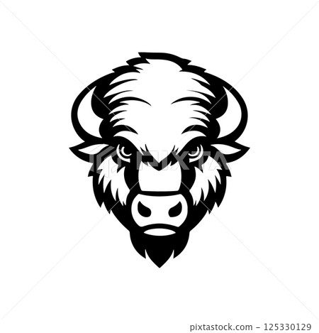 Illustration of wild bison. Design element for logo, label, sign. Vector illustration 125330129