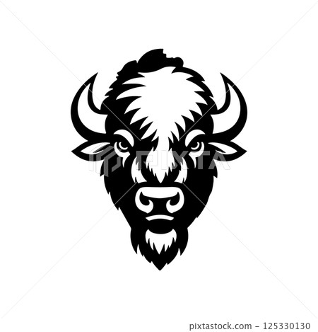 Illustration of wild bison. Design element for logo, label, sign. Vector illustration 125330130