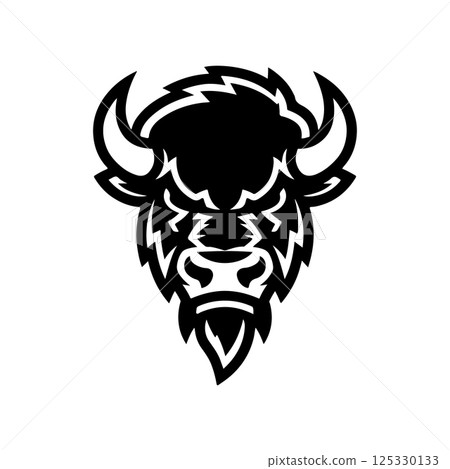 Illustration of wild bison. Design element for logo, label, sign. Vector illustration Illustration of wild bison. Design element for logo, label, sign. Vector illustration 125330133