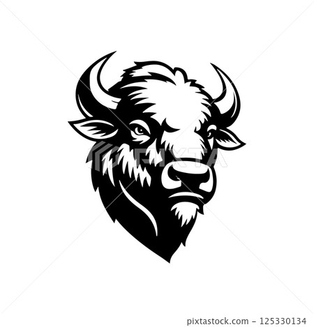 Illustration of wild bison. Design element for logo, label, sign. Vector illustration Illustration of wild bison. Design element for logo, label, sign. Vector illustration 125330134
