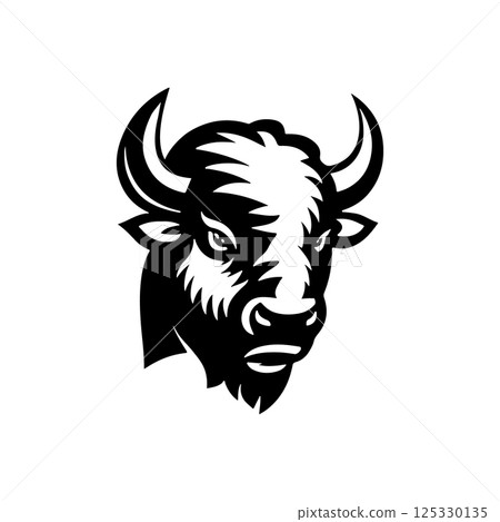 Illustration of wild bison. Design element for logo, label, sign. Vector illustration 125330135