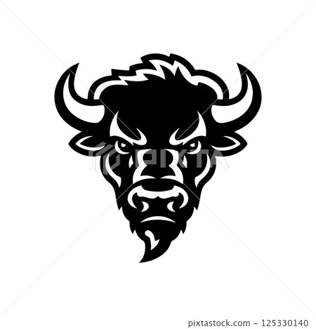 Illustration of wild bison. Design element for logo, label, sign. Vector illustration 125330140