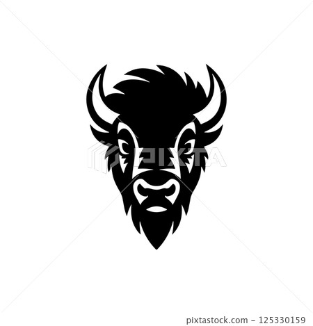 Illustration of wild bison. Design element for logo, label, sign. Vector illustration 125330159