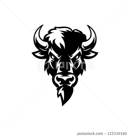 Illustration of wild bison. Design element for logo, label, sign. Vector illustration 125330160