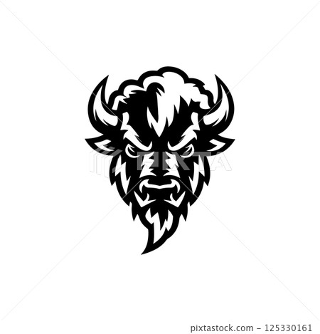 Illustration of wild bison. Design element for logo, label, sign. Vector illustration Illustration of wild bison. Design element for logo, label, sign. Vector illustration 125330161