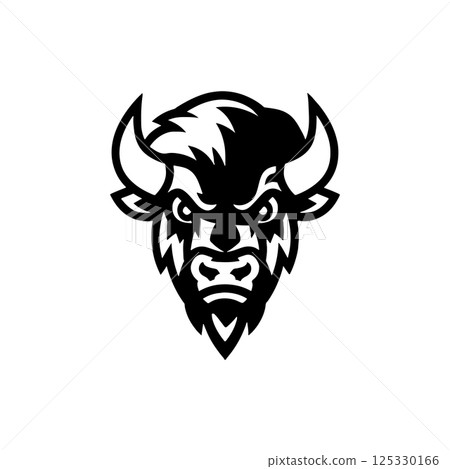 Illustration of wild bison. Design element for logo, label, sign. Vector illustration 125330166
