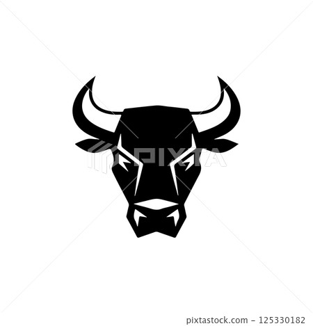 Bull head in engraving style. Design element for logo, label, emblem, sign, poster. Vector image 125330182