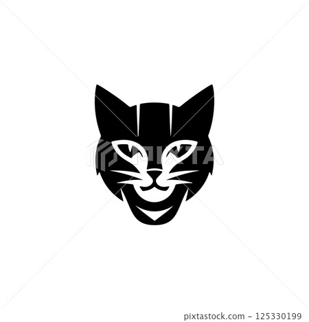 Cat head isolated on white background. Vector illustration 125330199