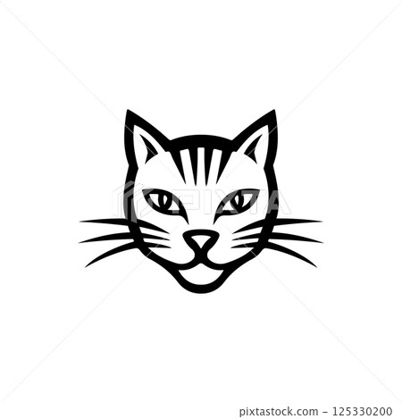 Cat head isolated on white background. Vector illustration 125330200