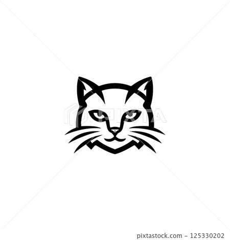 Cat head isolated on white background. Vector illustration 125330202