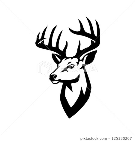 Deer icon isolated on white background. Design element for logo, label, emblem, sign. Vector illustration Deer icon isolated on white background. Design element for logo, label, emblem, sign. Vector illustration 125330207