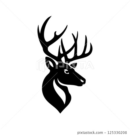 Deer icon isolated on white background. Design element for logo, label, emblem, sign. Vector illustration Deer icon isolated on white background. Design element for logo, label, emblem, sign. Vector illustration 125330208