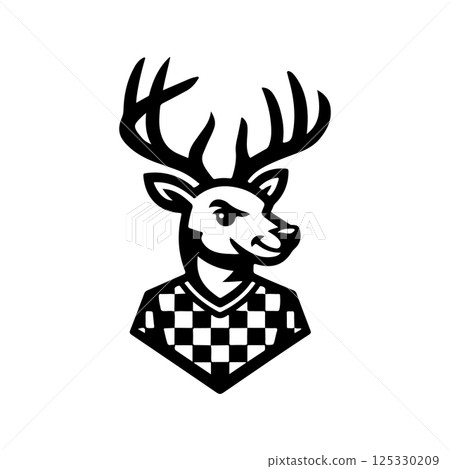 Deer icon isolated on white background. Design element for logo, label, emblem, sign. Vector illustration 125330209