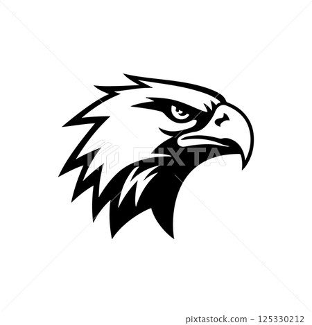 Eagle head. Sport team or club mascot. Design element for logo, label, emblem, sign. Vector illustration. Eagle head. Sport team or club mascot. Design element for logo, label, emblem, sign. Vector illustration. 125330212