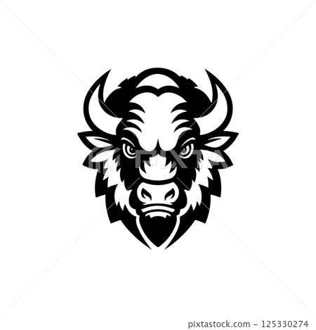 Illustration of wild bison. Design element for logo, label, sign. Vector illustration 125330274