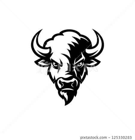 Illustration of wild bison. Design element for logo, label, sign. Vector illustration 125330283
