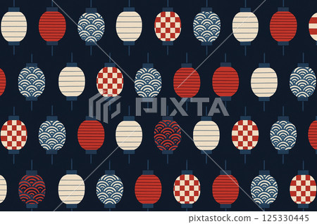 Traditional lantern motif, night festival image lantern pattern 125330445