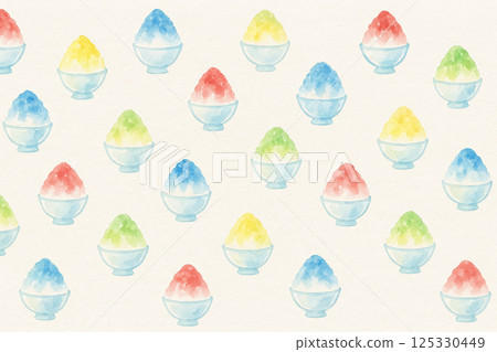 彩色刨冰水彩插圖無縫圖案，夏季傳統刨冰圖案背景素材 125330449