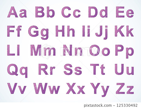 Vector drawing font isolated on white background.  125330492