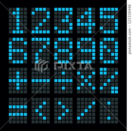 Digital numbers isolated on black background. Digital numbers isolated on black background. 125330496
