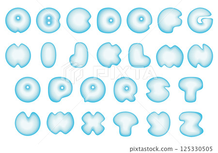 Vector stylized alphabet as blue spherical bubbles Vector stylized alphabet as blue spherical bubbles 125330505
