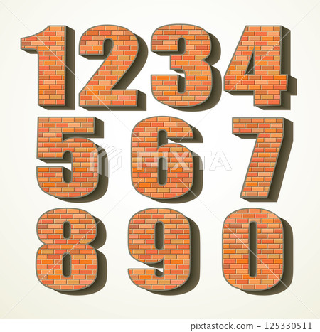 Vector font build out of red bricks.  125330511
