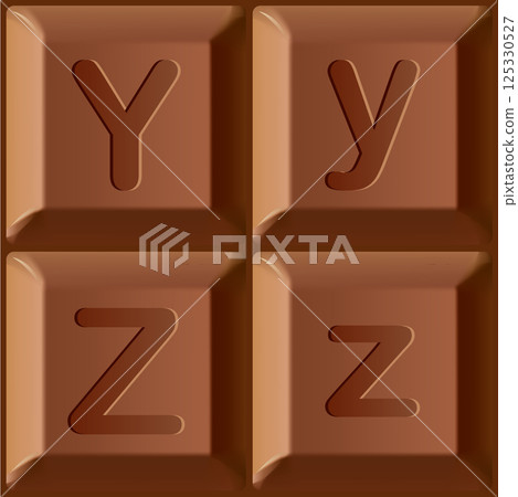 Alphabet on blocks of chocolate bar 125330527