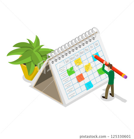 3D Isometric Flat Vector Illustration of Planning Schedule. Item 3 125330601