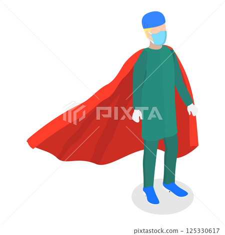3D Isometric Flat Vector Illustration of Doctor Super Hero. Item 1 125330617