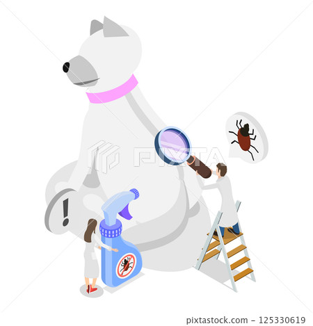3D Isometric Flat Vector Illustration of Veterinarian Appointment. Item 3 3D Isometric Flat Vector Illustration of Veterinarian Appointment. Item 3 125330619