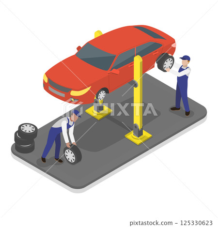 3D Isometric Flat Vector Illustration of Car Service. Item 1 3D Isometric Flat Vector Illustration of Car Service. Item 1 125330623