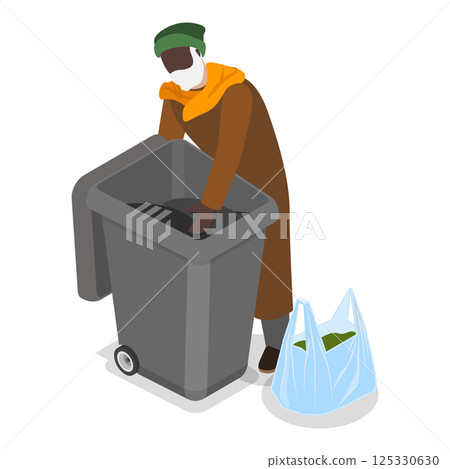 3D Isometric Flat Vector Illustration of Food Crisis. Item 2 125330630