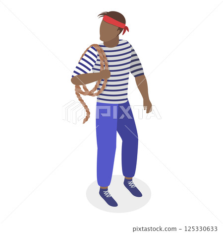 3D Isometric Flat Vector Set of Maritime Professions. Item 3 125330633