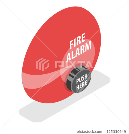 3D Isometric Flat  Set of Fire Alarm Equipment. Item 6 125330649