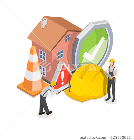 3D Isometric Flat  Illustration of Safety Work. Item 2 125330651