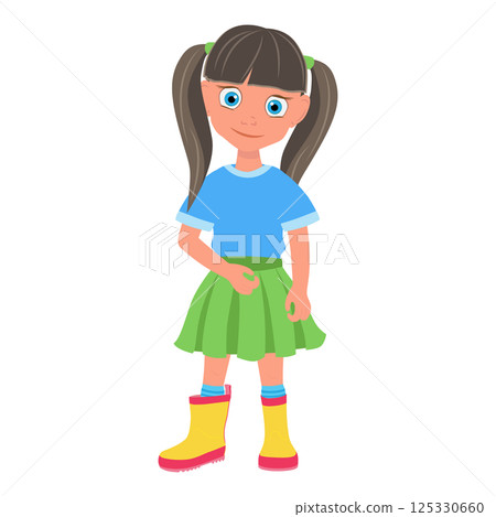 Flat  Illustration of Kid Girl Cartoon Character Set For Animation. Item 5 125330660