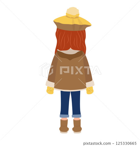 Flat  Illustration of Kid Girl Wearing Winter Clothes. Item 2 125330665