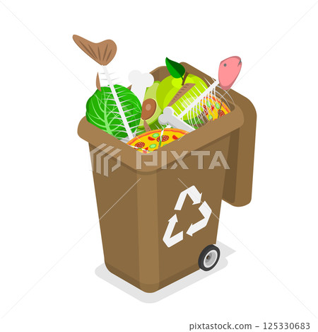 3D Isometric Flat  Illustration of Waste Management. Item 1 125330683