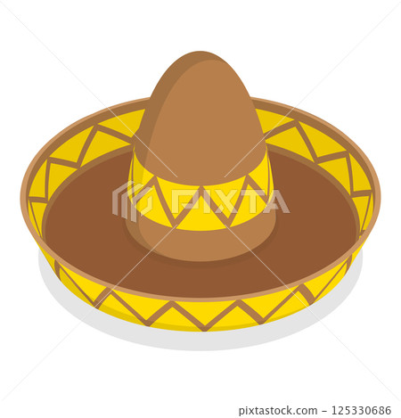 3D Isometric Flat Vector Set of Mexican Hats. Item 4 3D Isometric Flat Vector Set of Mexican Hats. Item 4 125330686
