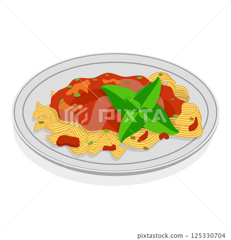 3D Isometric Flat  Set of Traditional Italian Cuisine. Item 1 125330704