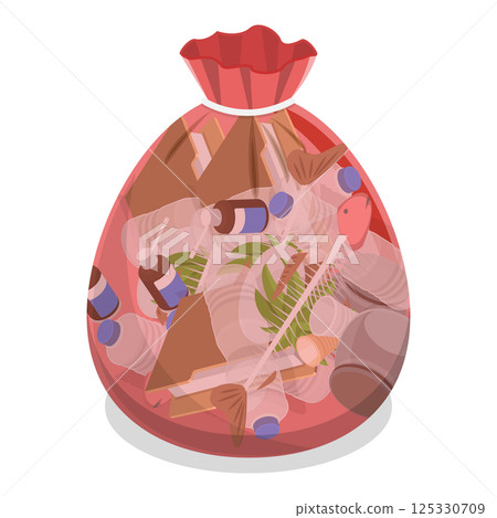 3D Isometric Flat Illustration of Transparent Trash Bags. Item 1 3D Isometric Flat Illustration of Transparent Trash Bags. Item 1 125330709