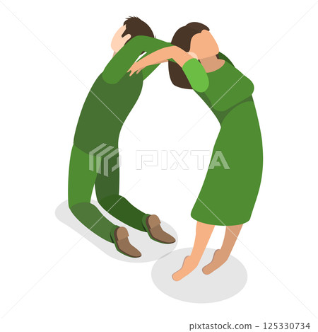 3D Isometric Flat  Set of English Alphabet with People. Item 13 125330734