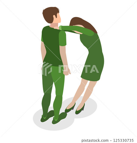 3D Isometric Flat  Set of English Alphabet with People. Item 23 125330735
