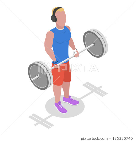3D Isometric Flat  Illustration of Fitness People. Item 4 125330740