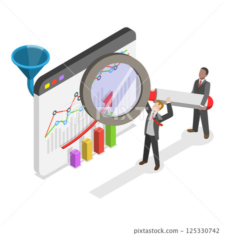 3D Isometric Flat  Illustration of Performance Data Visualization. Item 3 125330742